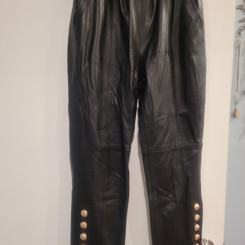 Elegant Black Leather Skinny Pants